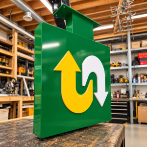 Kaksipuolisen Subway-kyltin valmistus omassa tuotannossa