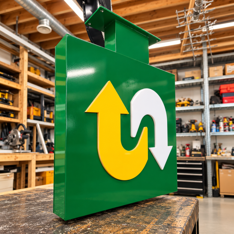 Kaksipuolisen Subway-kyltin valmistus omassa tuotannossa